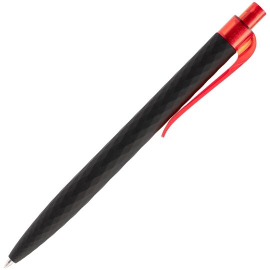 Ручка шариковая Prodir QS01 PRT-T Soft Touch, черная с красным